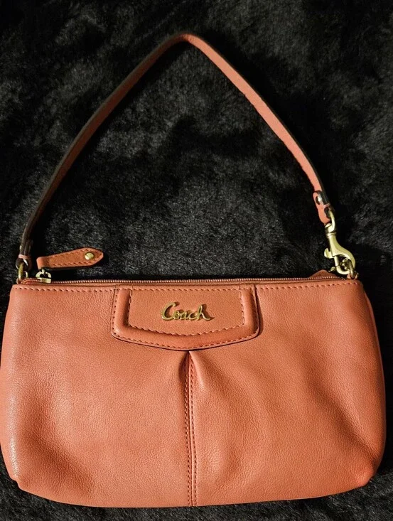 Coach Ashley Red / Coral Leather Wristlet Wallet