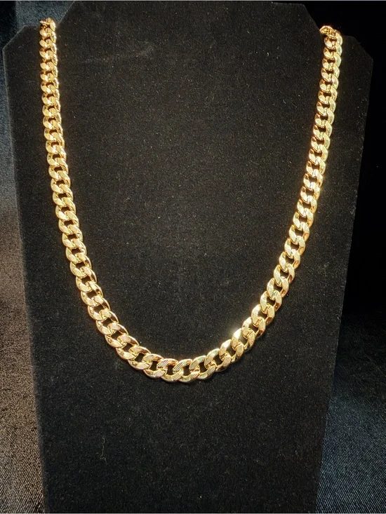 Diamond Cut Concave Cuban Necklace 14K Stamped Gold Filled 24in 9.5MM Brand New