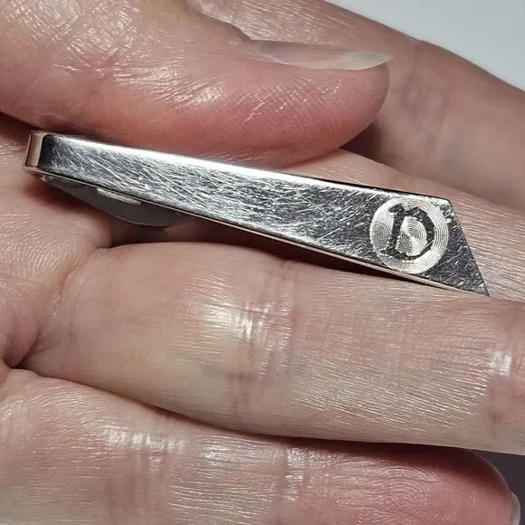 Vintage Silver Tone Letter D Tie Bar Clip