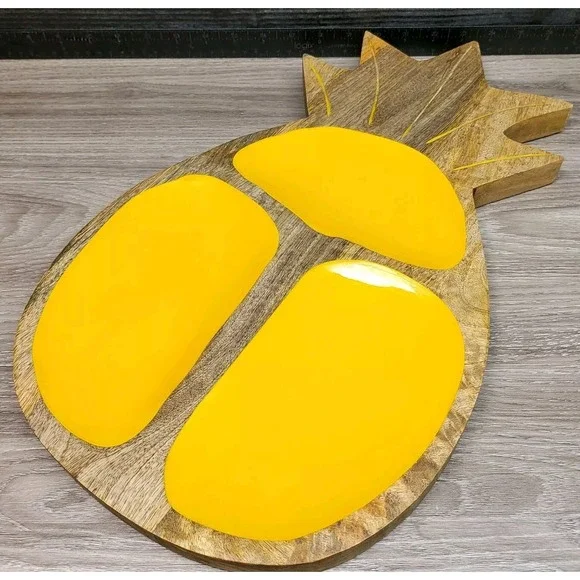 Pineapple Fruit Tray Wooden With Thee‎ Compartments