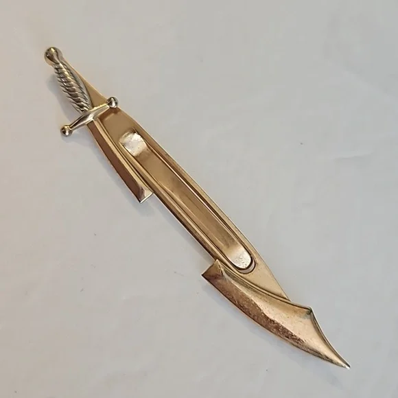 SWANK Sword Goldtone and Silvertone Tie Back Clip