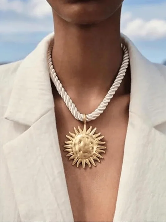 Golden Soleil Medallion Rope Necklace