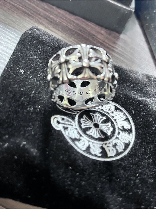 Chrome Hearts Sterling Silver Fleur Cross Band Ring - Silver