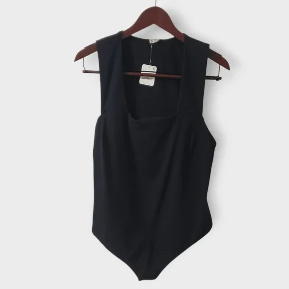 NWT Intimately Free People She's So Sleek Square Neck Thong Bodysuit‎ Black XL