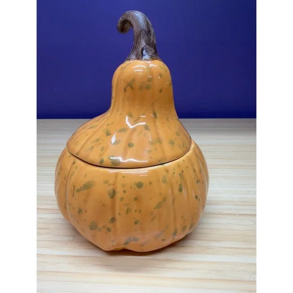 Williams Sonoma B Eigen 2008 Orange Gourd Lidded Soup Bowl Fall Decor