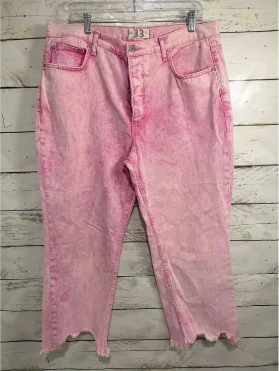 Free People We the Free Jeans Maggie Mid Rise Straight Leg Pink Women's Size 33