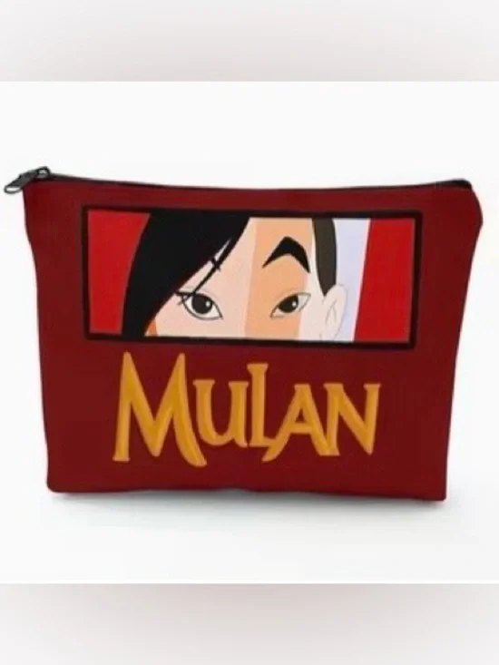 NWT-Mulan 9.25”x6.9” Dual-Sided Artwork Linen Cosmetic Make-Up Bag