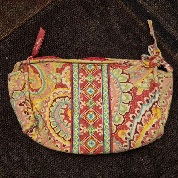 VERA BRADLEY makeup Bag RETIRED capri  melon Top Zip Paisley Pink Quilted Case