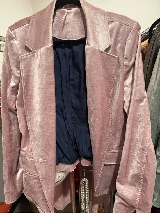 Free People Dusty Rose Velvet Blazer