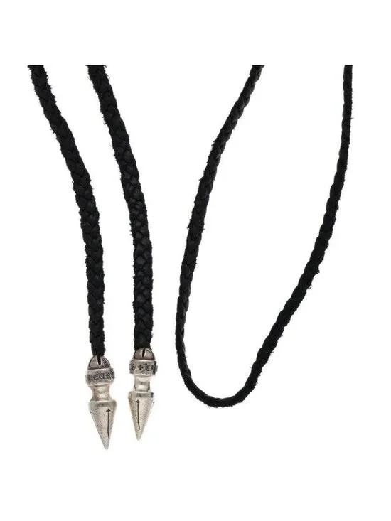 Chrome Hearts Spike Leather Braid Cles the Blade Necklace