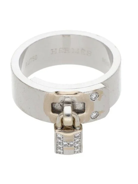 Hermes Kelly 18k White Gold Diamond Ring 52 No 12