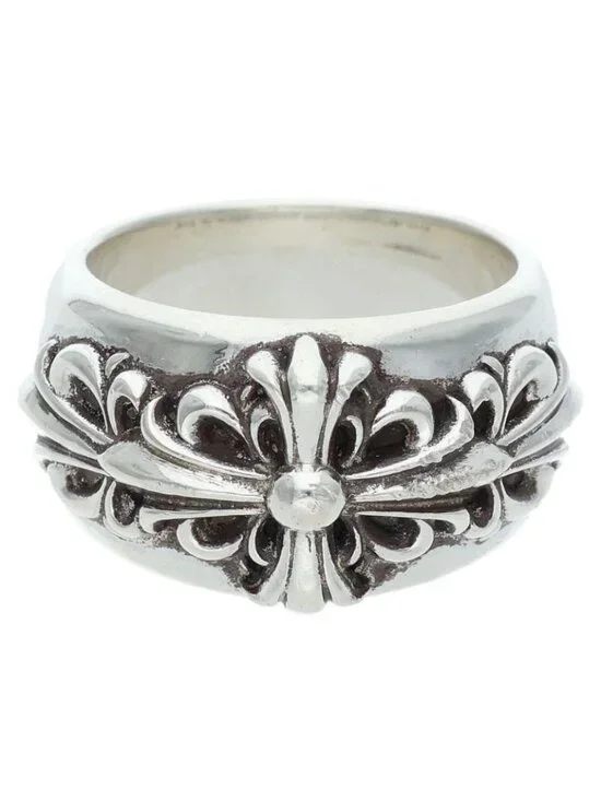 Chrome Hearts Clsc Dbl Flrl Crs Classic Double Floral Cross Silver Ring