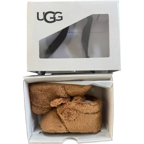 UGG‎ Bixbee Booties Infant Size 0/1 Chestnut Brown Faux Fur Soft Sole Shoes