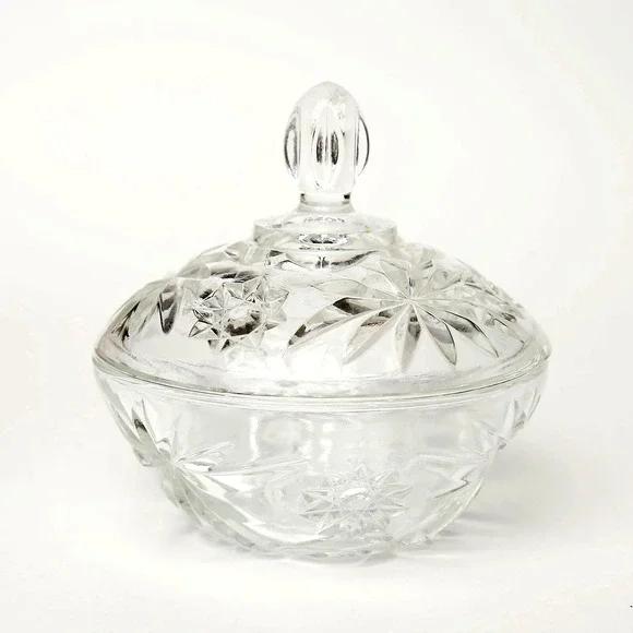 VTG Vintage Anchor Hocking‎ Star of David Starburst Candy Dish and Lid