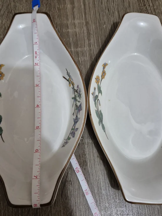 Floral Ceramic Serving Dish - White with Yellow & Green Accents