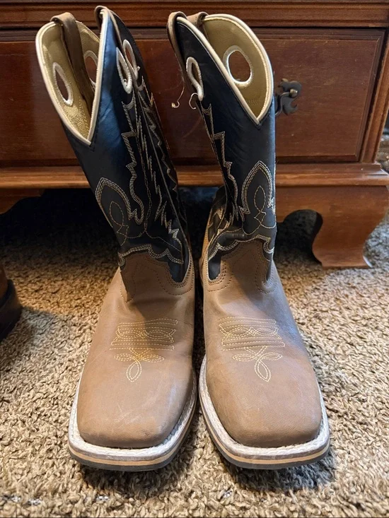 Kids Two-Tone Cowboy Boots - Brown and Black