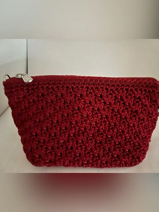 The Sak Handmade Red Crochet Zip Pouch - Women's Accessory