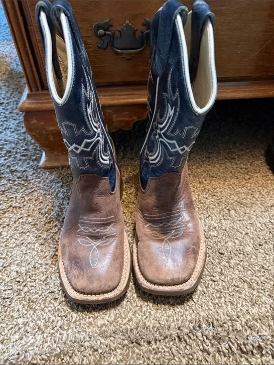 Old West Brown and Navy Kids' Cowboy Boots