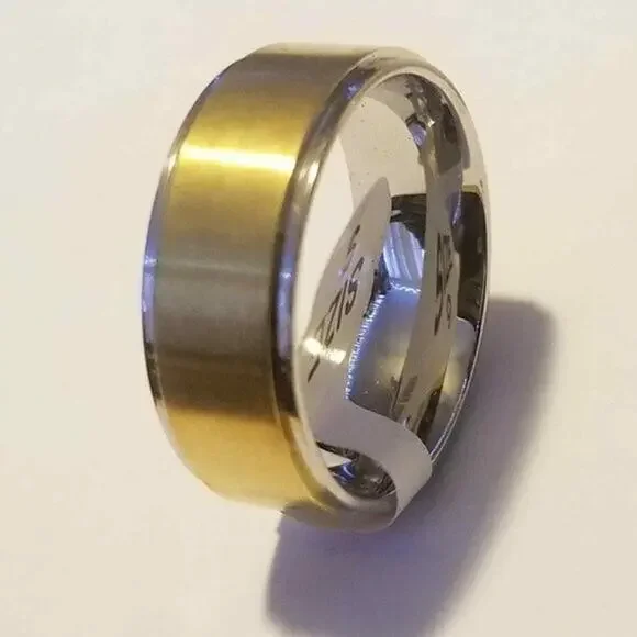 316L stainless steel‎ gold silver band tarnish resistant ring size 13