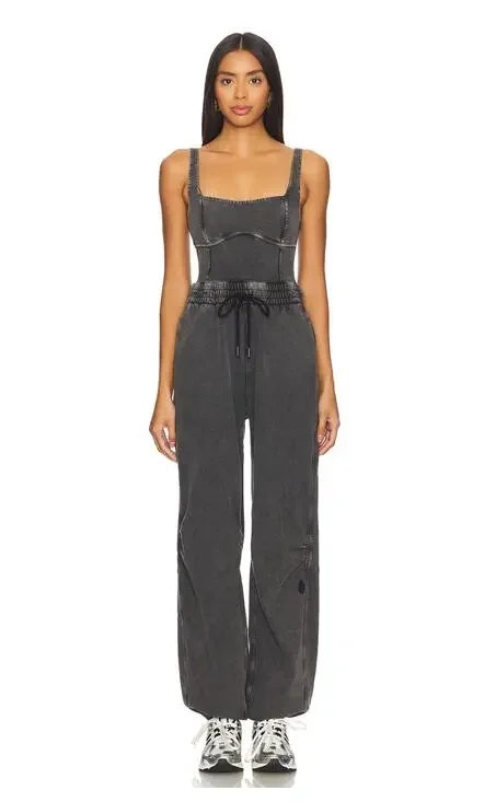 NEW Free People X Inbound Jumpsuit In Charcoal Small Luxe Leisure Boho Normcore