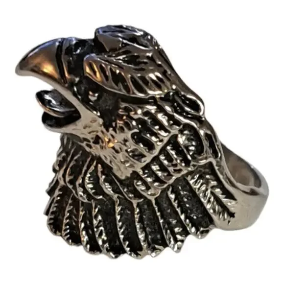 Men's stainless steel bird head ring size 10‎