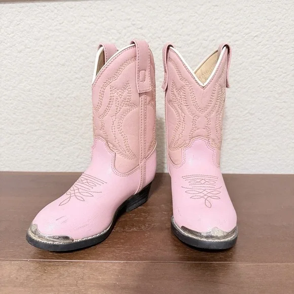 Durango Western Pink Boots Girls Kids Cowgirl Silver Tip Size 7.5