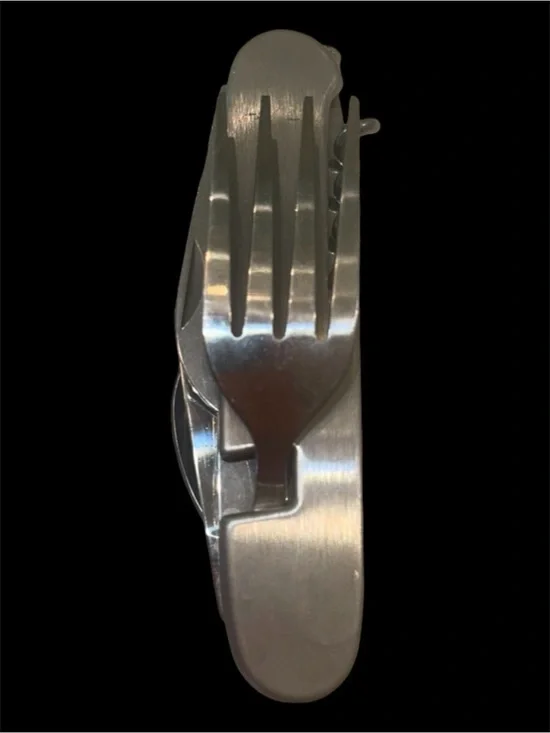 Vntg 5 In 1 Stainless Steel Hobo Pocket Camp Tool Spoon Fork Bottle Wine