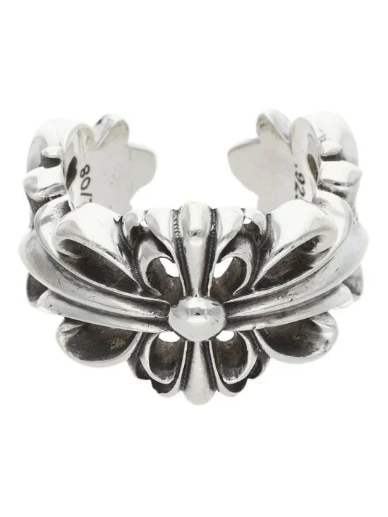 Chrome Hearts Dbl Flrl Crs Double Floral Cross Silver Ring