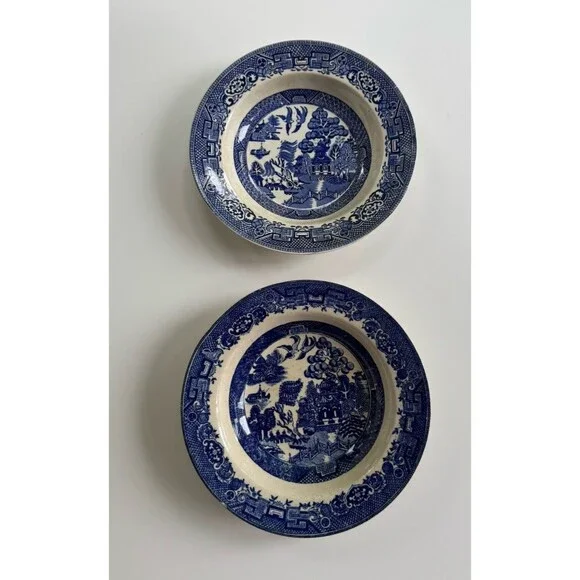 Blue Willow 9 Inch Soup Salad Bowls Set Of 2 England See Photos & Description