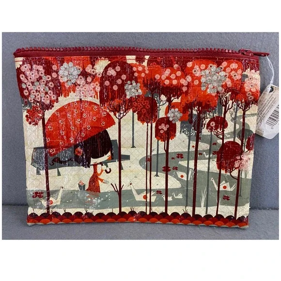 Blue Q Origami Zipper Pouch Red Recycled Material Jim Carter Illustration QA229