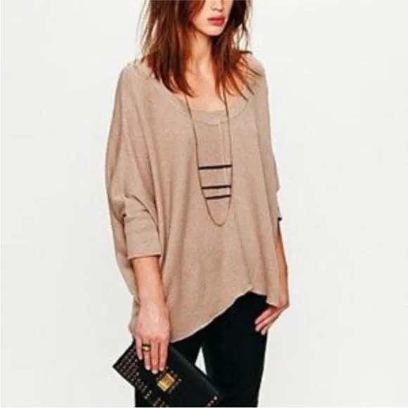 FREE PEOPLE Camel Knit Oversized Sweater