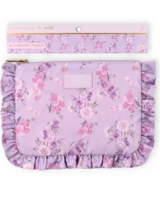 New LoveShackFancy x Target - Lavendar Floral Bow Zip Pouch /Clutch with Ruffles