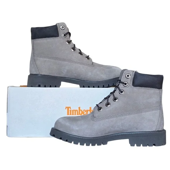 Timberland 6 Inch Premium Padded‎ Collar Gray Nubuck Leather Boots