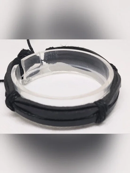 Black Leather Wrap Bracelet Men's New Jewelry G19