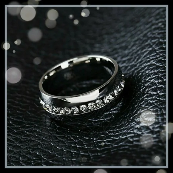 Titanium ✦ White Sapphire Channel-Set Eternity Band ✦ Solid Titanium Unisex Ring