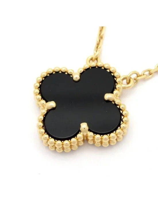 Van Cleef & Arpels Necklace Vintage Alhambra 18k Yellow Gold Onyx