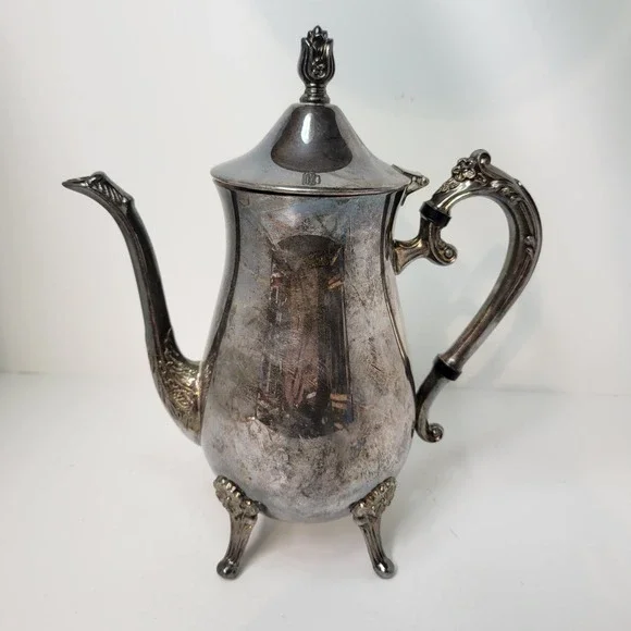 Leonard Silver Plated Coffee Pot Server‎ Vintage Ornate Floral Footed