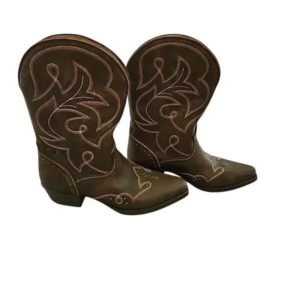 Ariat Youth Western leather brown boots, US size 4