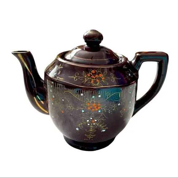 Japan 1940’s Vintage Moriage Brown Teapot LARGE