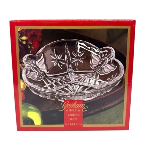 Gorham A Holiday Traditions Angels of Peace Divided Relish Bowl EUC