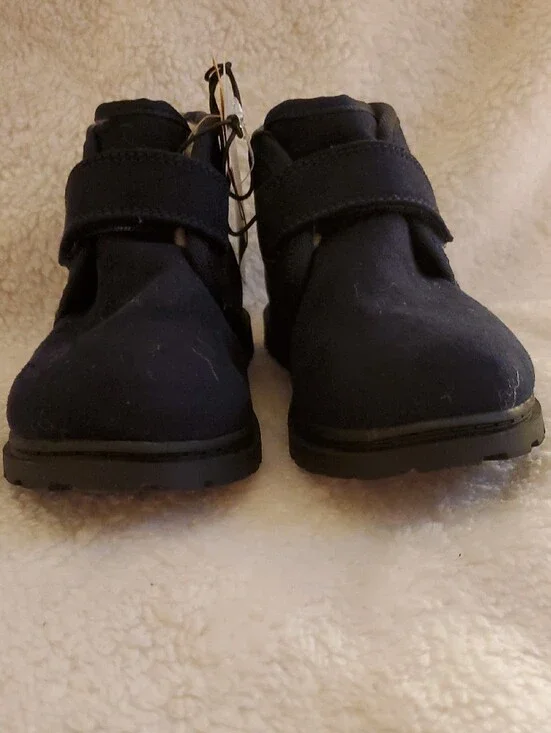 Cat & Jack Navy Magnus Toddler Boots Faux Sherpa Lined Hook & Loop Size 8 NWT
