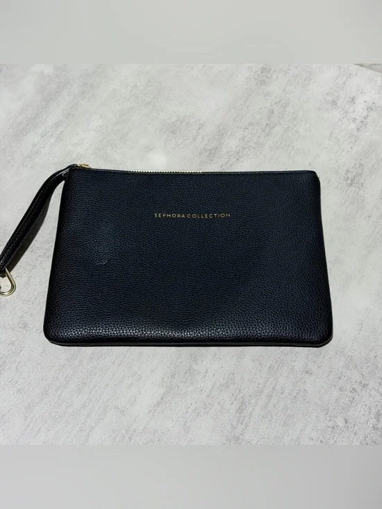 Sephora Collection Black Pebbled Wristlet Cosmetic Bag