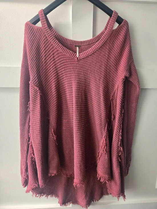 Free People Mauve Waffle Knit Pullover