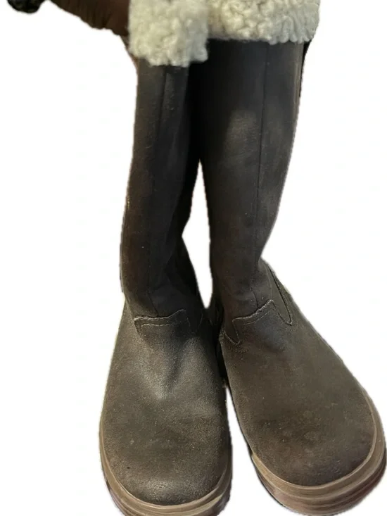 H&M Brown Kids Suede Shearling-Lined Boots