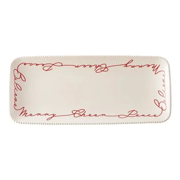 Better Homes & Gardens Winter Botanicals White Stoneware Serving Tray 15.15