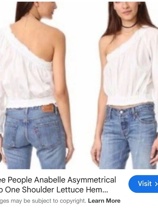 NWT Free People White Anabelle Asymmetrical One-Shoulder Top