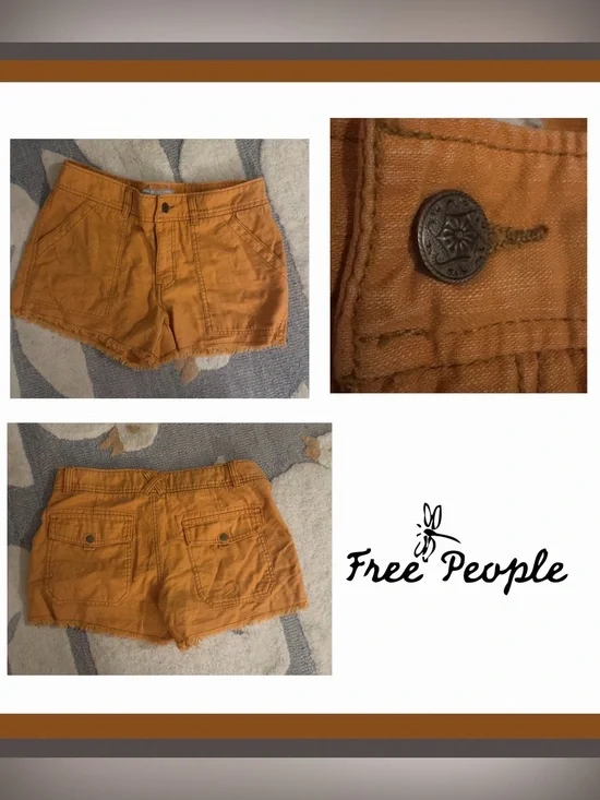 Free People Women's Burnt Orange Utility Cut Off Shorts Size 4