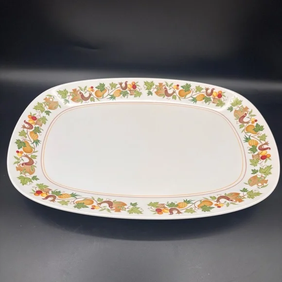 Noritake Homecoming Large Platter‎ Serving 9002 Bird Pineapple Fruit 11”x15 1/2”