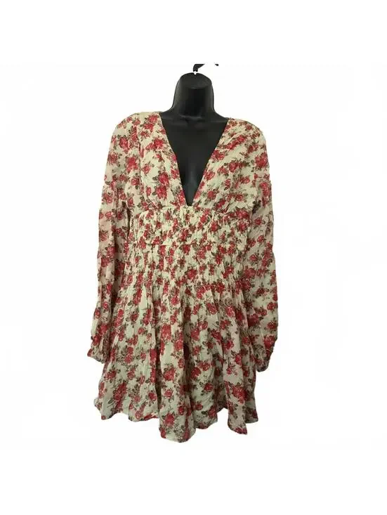 Free People Women's Medium Floral Keep You Mini Dress