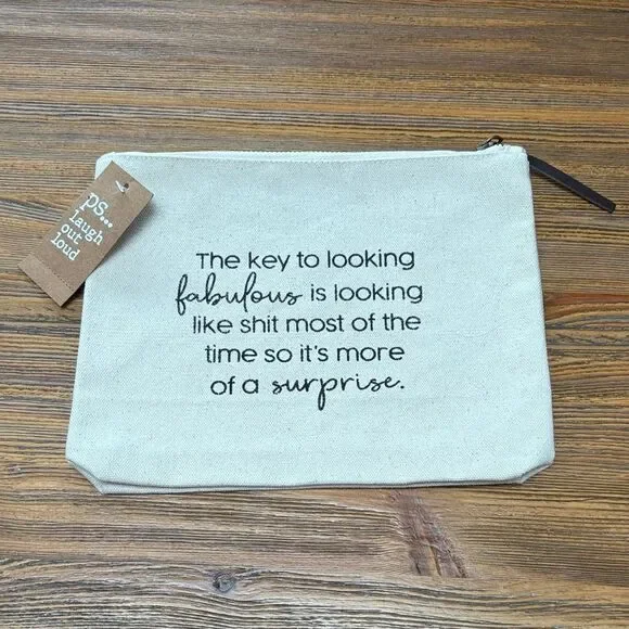 Stylish Cream Canvas Cosmetic Bag by